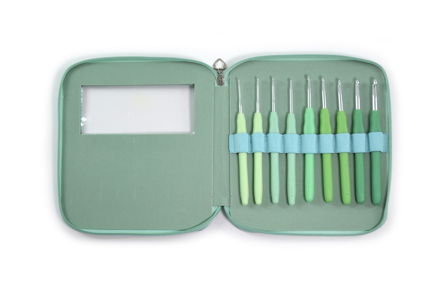 Circulo Silicone Handle Crochet Hook Set with Green Case
