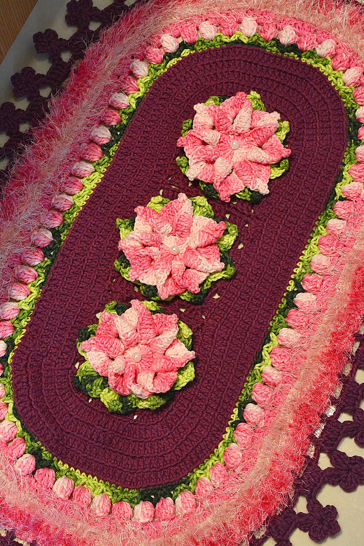 Kit de Cozinha 3 Peças Retangular Crochê Minas Pink na Casa Encanto